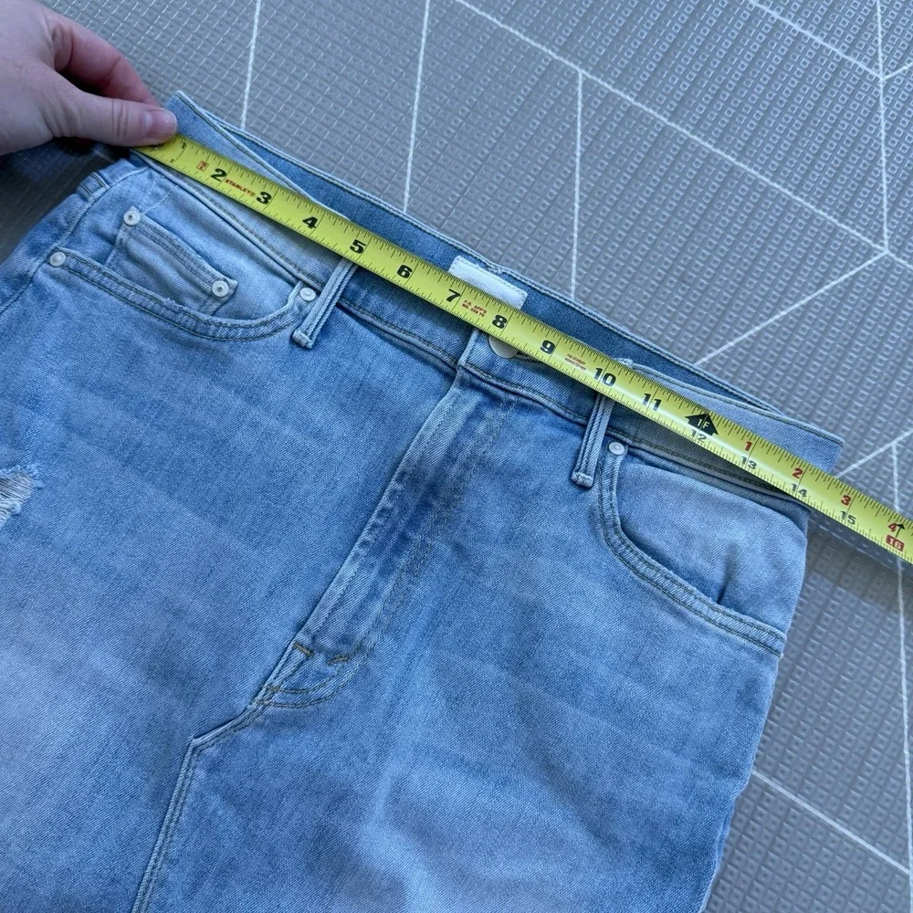 MOTHER The Sacred Mini‎ Fray Skirt Size 27 Written In The Sand Denim Mini Skirt